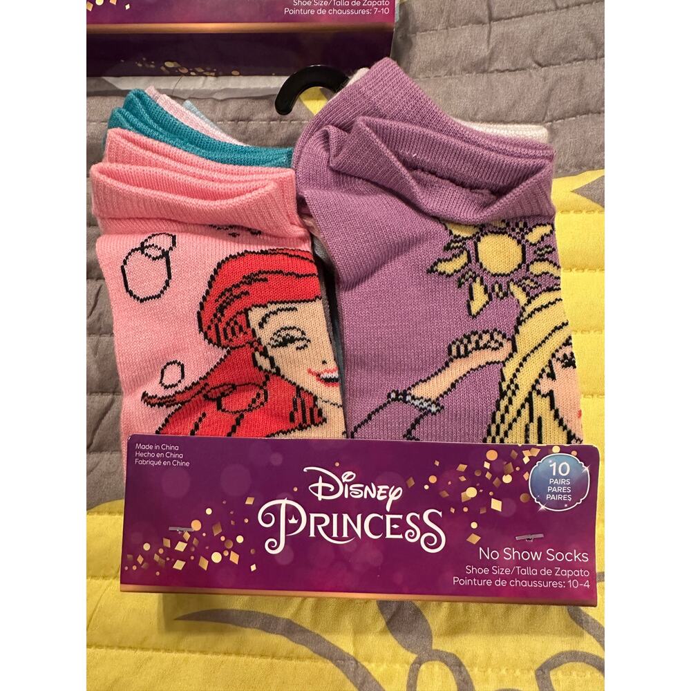 NWT Disney Princesses 10 pk No Show Socks Girls Kids Sz 10-4